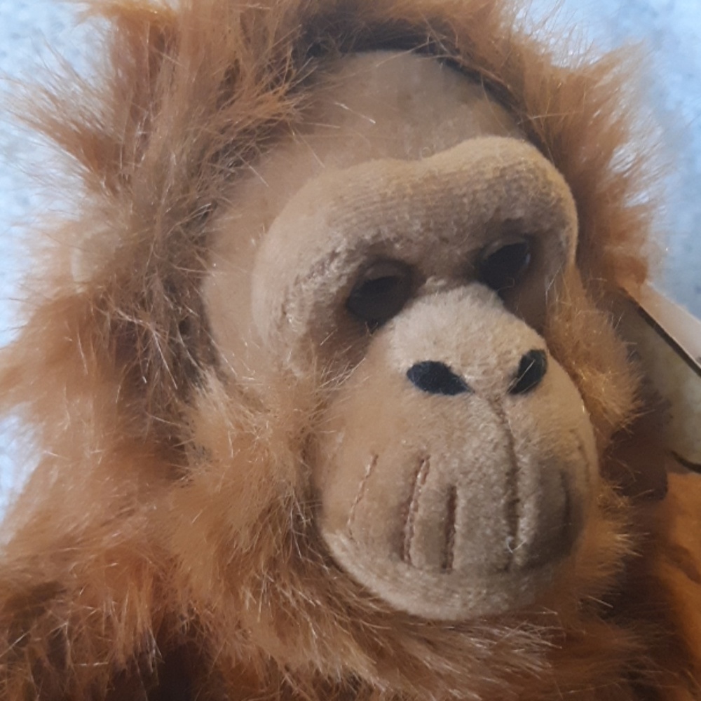 Orangutan Ape Monkey stuffed Animal toy Gift tag so cool expressive face - Picture 2 of 7